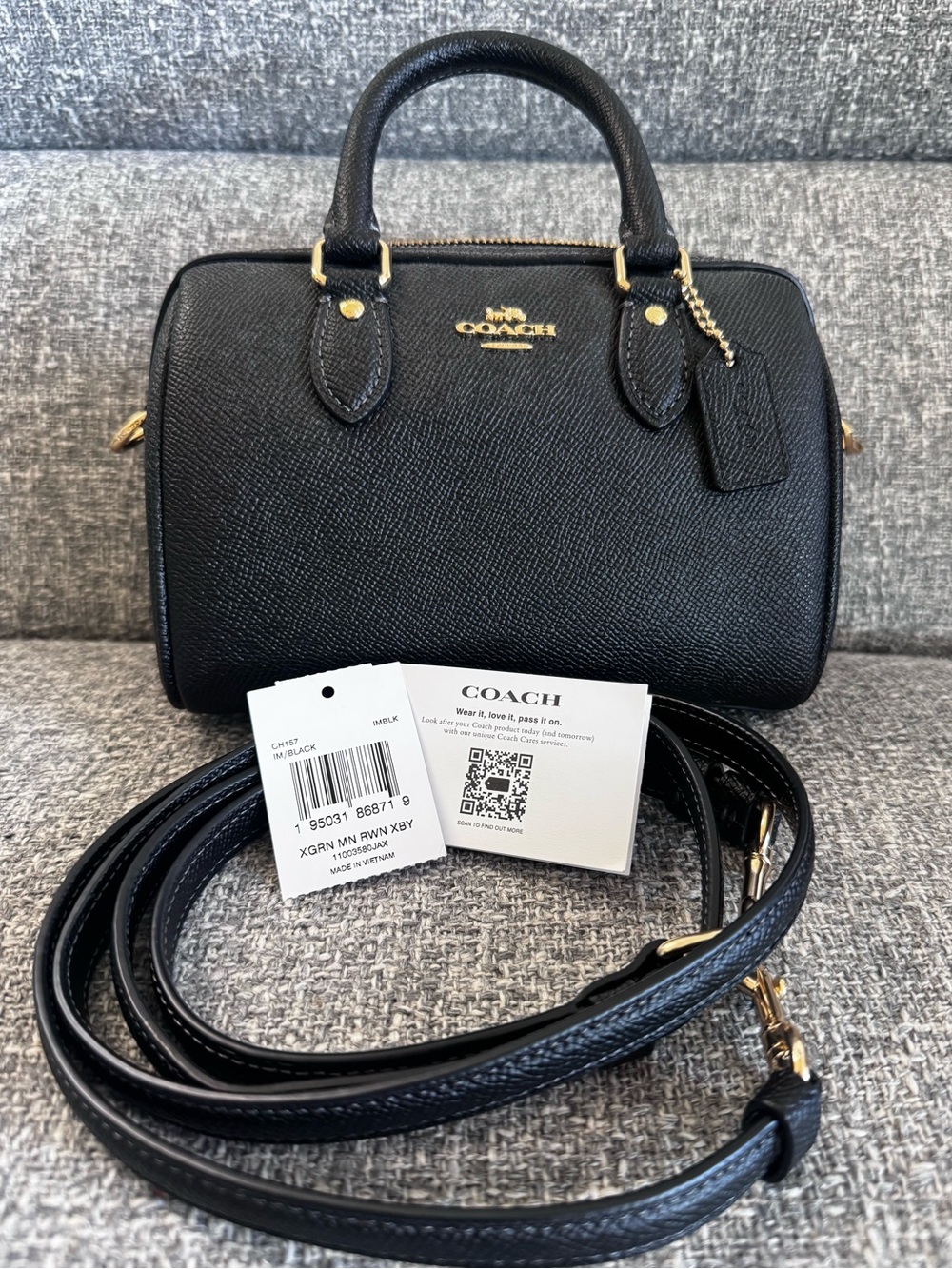 Coach Black Mini Leather Satchel with Gold Hardware